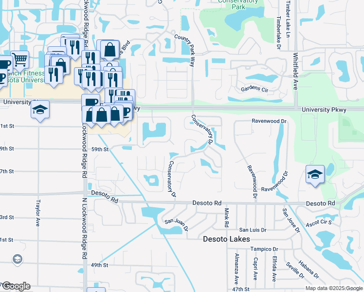 map of restaurants, bars, coffee shops, grocery stores, and more near 5916 Bonaventure Place in Sarasota