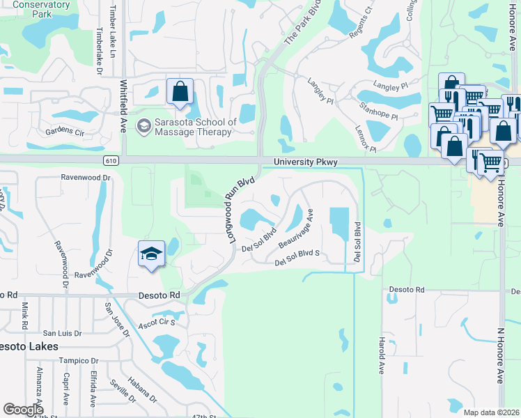 map of restaurants, bars, coffee shops, grocery stores, and more near 6028 Marella Drive in Sarasota