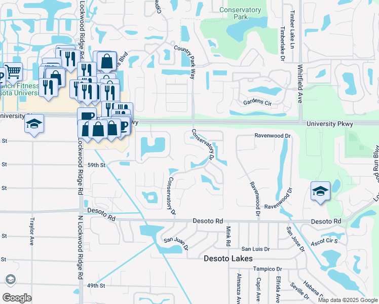 map of restaurants, bars, coffee shops, grocery stores, and more near 5916 Bonaventure Place in Sarasota