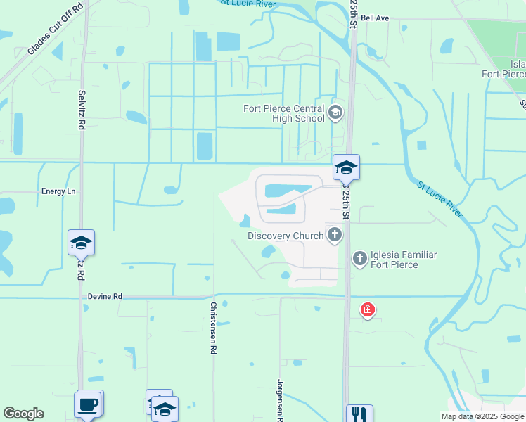 map of restaurants, bars, coffee shops, grocery stores, and more near 2704 Palm Lakes Avenue in Fort Pierce