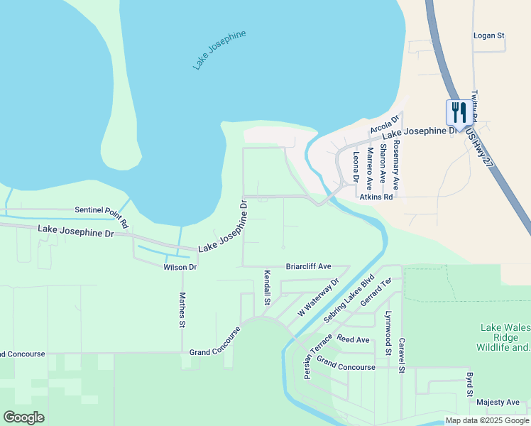 map of restaurants, bars, coffee shops, grocery stores, and more near 201 Nature Lane in Sebring