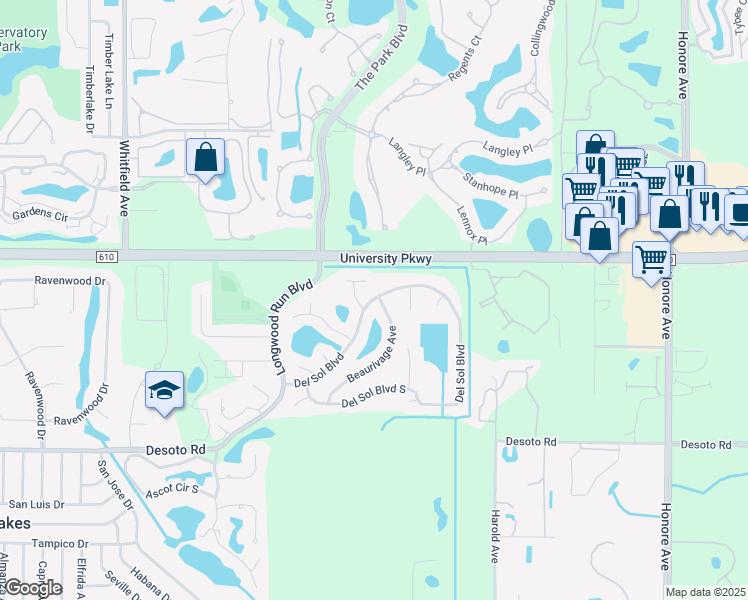 map of restaurants, bars, coffee shops, grocery stores, and more near 4588 Del Sol Boulevard in Sarasota