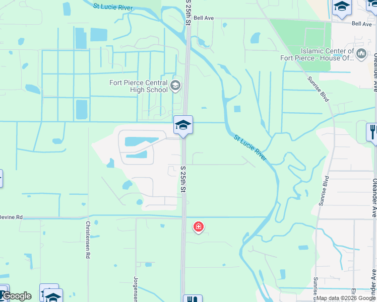 map of restaurants, bars, coffee shops, grocery stores, and more near 4305 South 25th Street in Fort Pierce