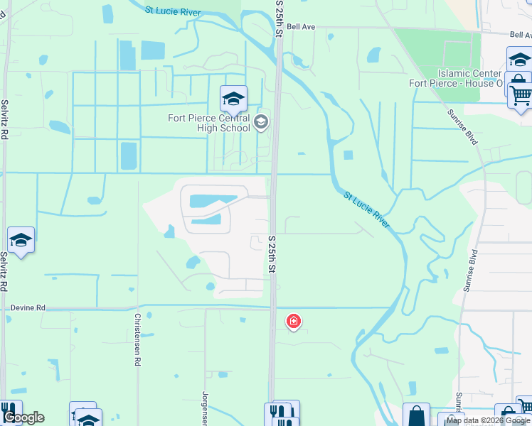 map of restaurants, bars, coffee shops, grocery stores, and more near 4305 South 25th Street in Fort Pierce