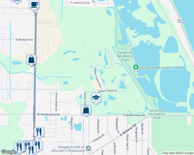 map of restaurants, bars, coffee shops, grocery stores, and more near 4215 Gator Trace Avenue in Fort Pierce