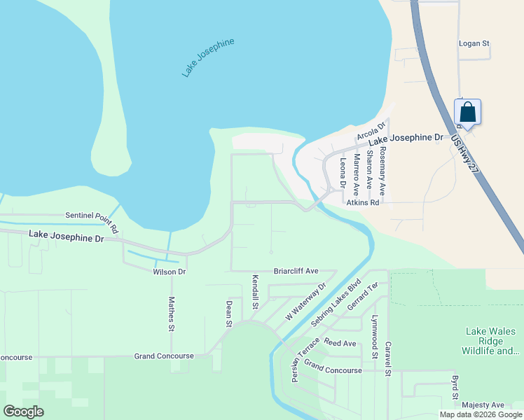 map of restaurants, bars, coffee shops, grocery stores, and more near 201 Nature Lane in Sebring