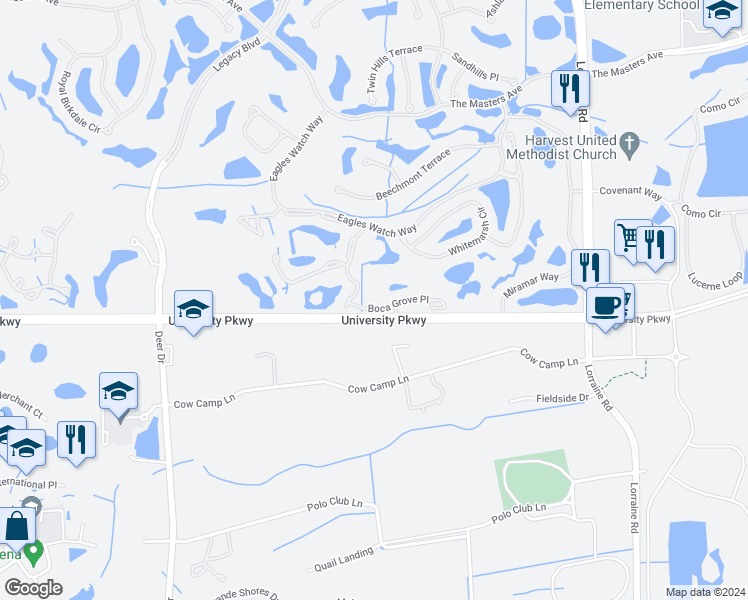 map of restaurants, bars, coffee shops, grocery stores, and more near 49 Boca Grove Place in Bradenton