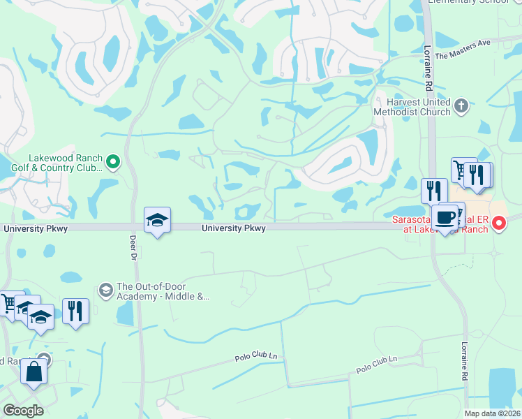 map of restaurants, bars, coffee shops, grocery stores, and more near 1 Wethersfield in Bradenton