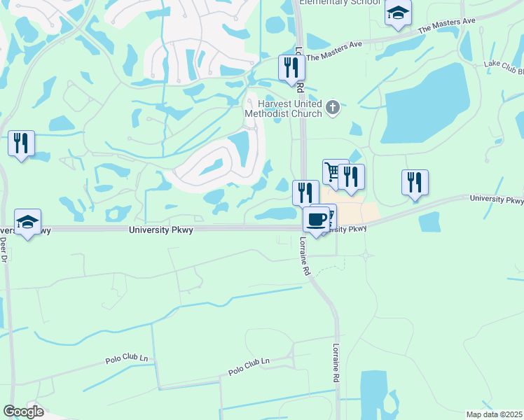 map of restaurants, bars, coffee shops, grocery stores, and more near 479 University Parkway in Bradenton