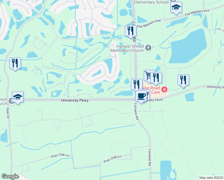 map of restaurants, bars, coffee shops, grocery stores, and more near 8436 Miramar Way in Lakewood Ranch
