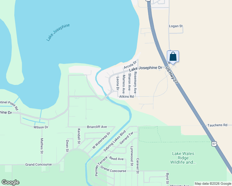 map of restaurants, bars, coffee shops, grocery stores, and more near 825 Catinka Drive in Sebring