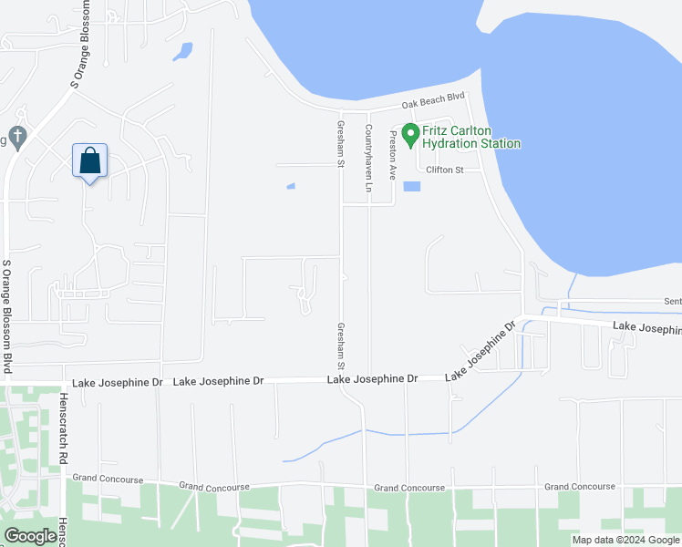 map of restaurants, bars, coffee shops, grocery stores, and more near 2301 Gresham Street in Sebring