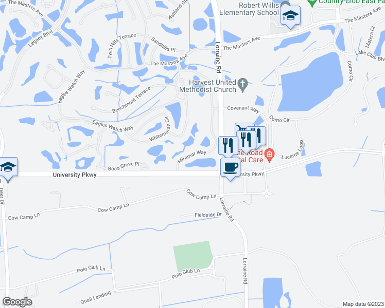 map of restaurants, bars, coffee shops, grocery stores, and more near 8405 Miramar Way in Bradenton