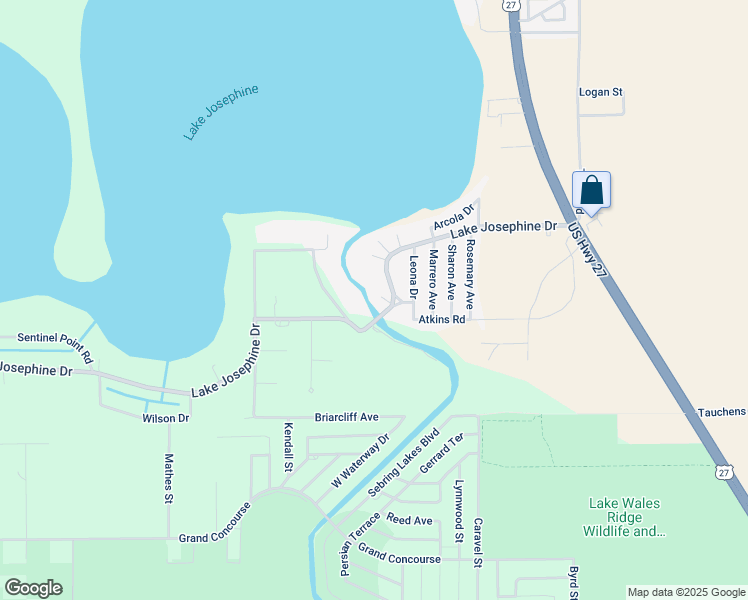 map of restaurants, bars, coffee shops, grocery stores, and more near 949 Arbor Street in Sebring