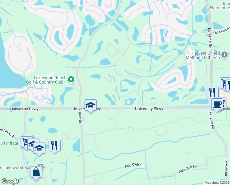 map of restaurants, bars, coffee shops, grocery stores, and more near 6922 Woodmore Terrace in Lakewood Ranch