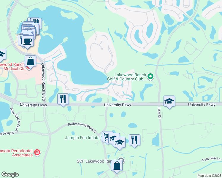 map of restaurants, bars, coffee shops, grocery stores, and more near 8418 Idlewood Court in Lakewood Ranch