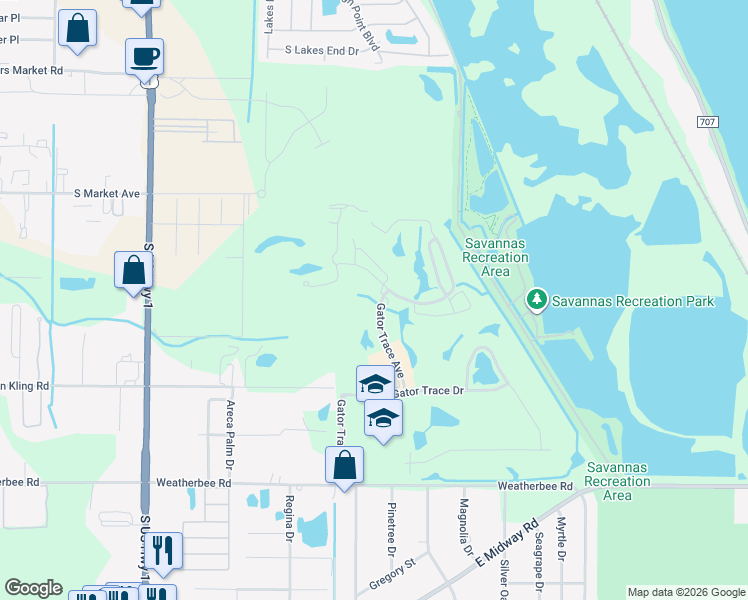 map of restaurants, bars, coffee shops, grocery stores, and more near 4299 Gator Trace Avenue in Fort Pierce