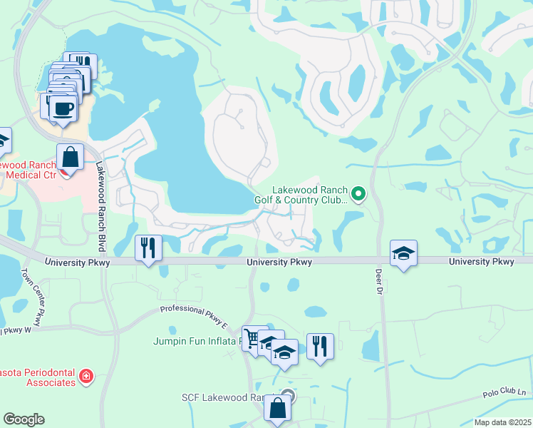 map of restaurants, bars, coffee shops, grocery stores, and more near 8418 Idlewood Court in Lakewood Ranch