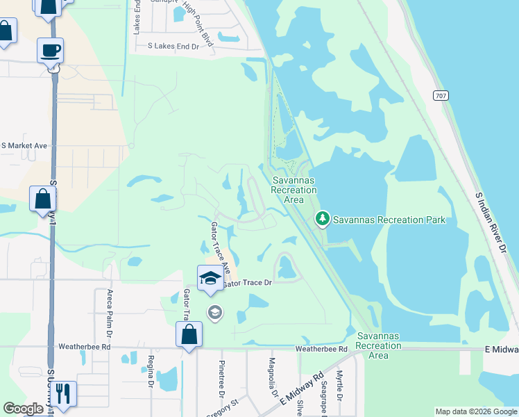 map of restaurants, bars, coffee shops, grocery stores, and more near 4082 Garden Villas Court in Fort Pierce