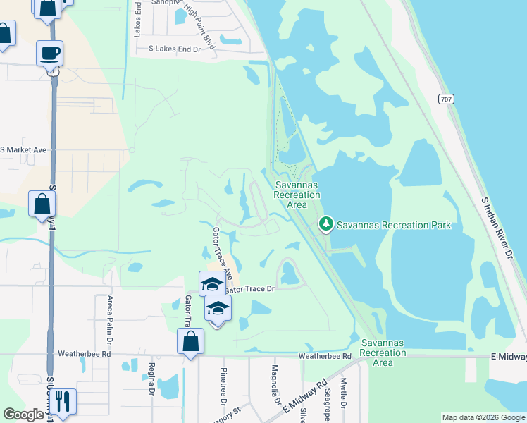 map of restaurants, bars, coffee shops, grocery stores, and more near 4082 Garden Villas Court in Fort Pierce