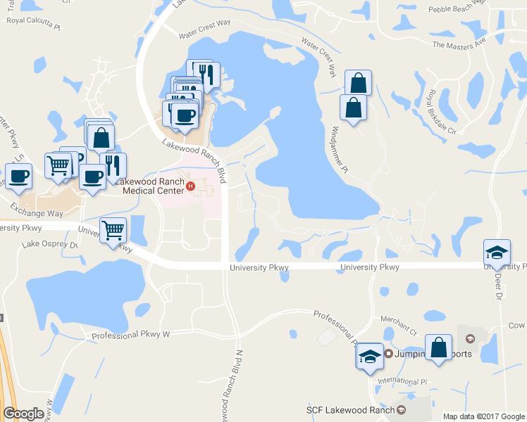 map of restaurants, bars, coffee shops, grocery stores, and more near 8467 Sailing Loop in Bradenton