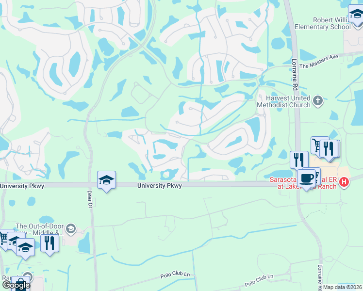 map of restaurants, bars, coffee shops, grocery stores, and more near 7042 4 Seasons Circle in Lakewood Ranch