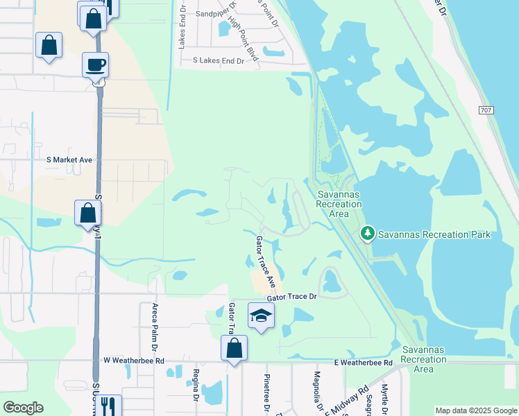 map of restaurants, bars, coffee shops, grocery stores, and more near 4168 Gator Trace Villas Circle in Fort Pierce