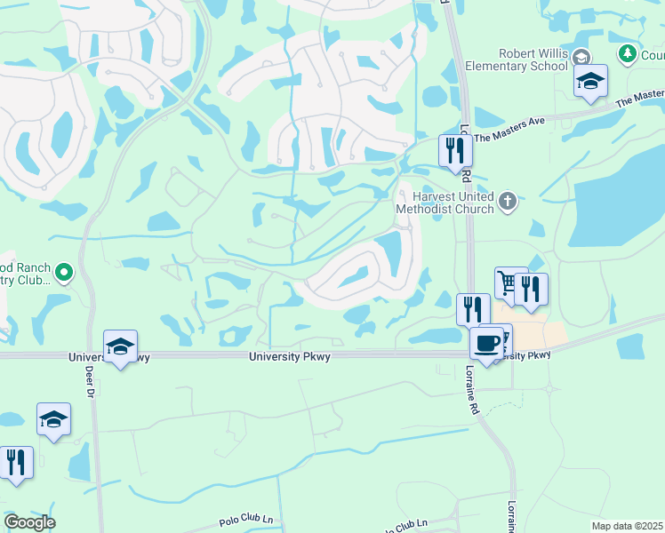 map of restaurants, bars, coffee shops, grocery stores, and more near 7180 Whitemarsh Circle in Lakewood Ranch