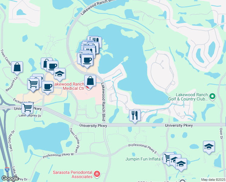 map of restaurants, bars, coffee shops, grocery stores, and more near 8403 Sailing Loop in Lakewood Ranch