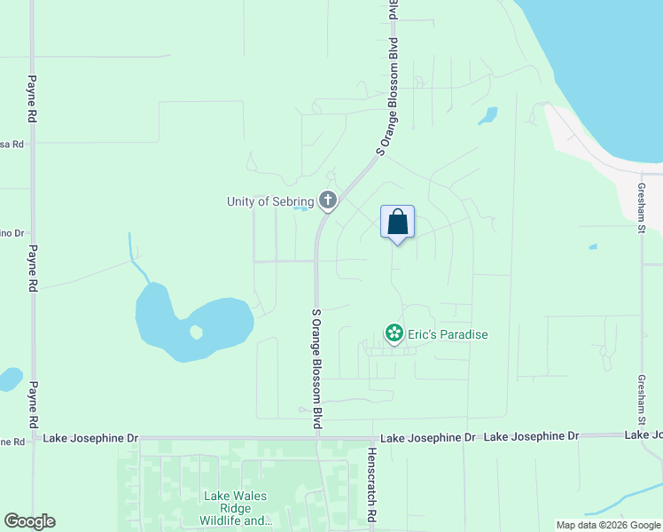 map of restaurants, bars, coffee shops, grocery stores, and more near 10518 Orange Blossom Boulevard South in Sebring