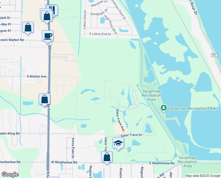 map of restaurants, bars, coffee shops, grocery stores, and more near 4176 Gator Trace Villas Circle in Fort Pierce