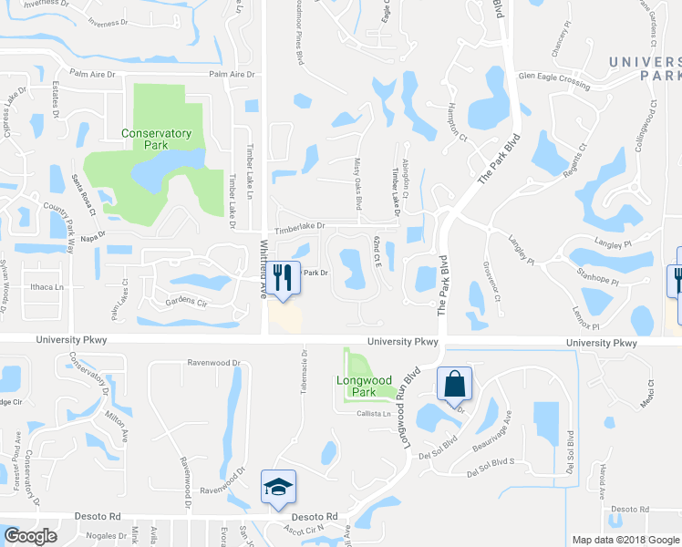 map of restaurants, bars, coffee shops, grocery stores, and more near 6104 Turnbury Park Drive in Sarasota