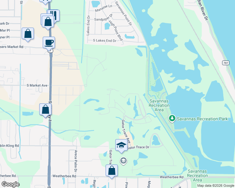 map of restaurants, bars, coffee shops, grocery stores, and more near 4008 Gator Trace Road in Fort Pierce