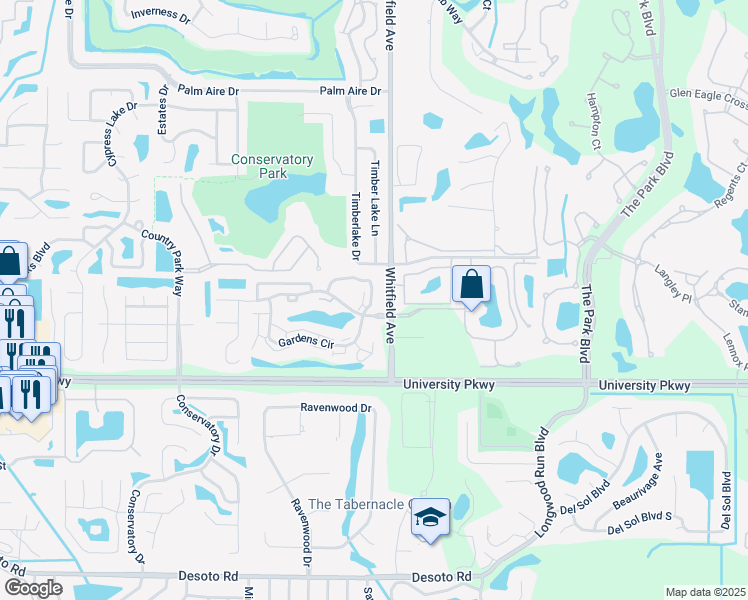 map of restaurants, bars, coffee shops, grocery stores, and more near 5767 Gardens Drive in Sarasota