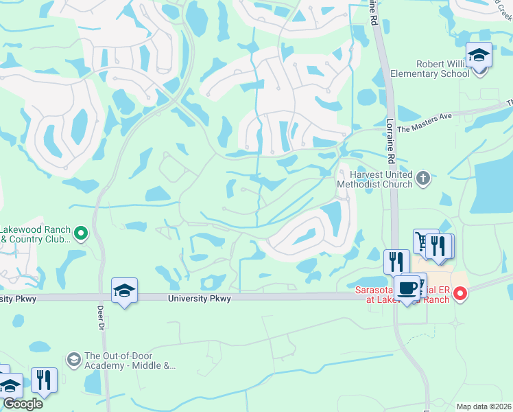 map of restaurants, bars, coffee shops, grocery stores, and more near 7037 Beechmont Terrace in Lakewood Ranch