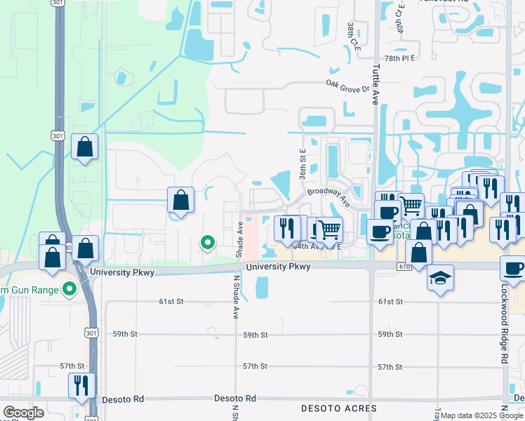 map of restaurants, bars, coffee shops, grocery stores, and more near Broadway Avenue in Sarasota