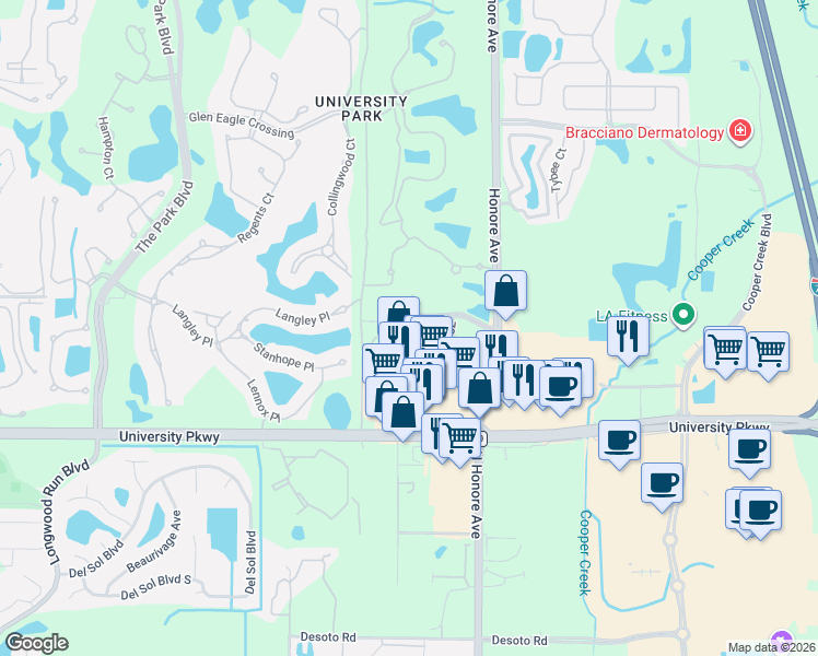 map of restaurants, bars, coffee shops, grocery stores, and more near 7162 83rd Drive East in Bradenton