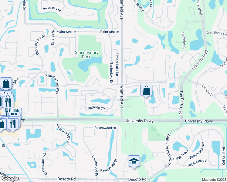 map of restaurants, bars, coffee shops, grocery stores, and more near 5767 Gardens Drive in Sarasota