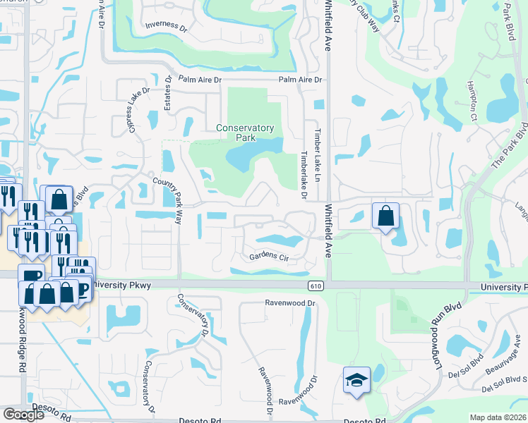 map of restaurants, bars, coffee shops, grocery stores, and more near 5524 Napa Drive in Sarasota