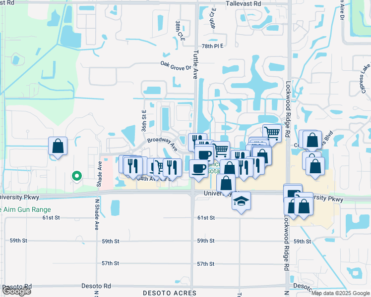 map of restaurants, bars, coffee shops, grocery stores, and more near 106 37th Lane East in Sarasota