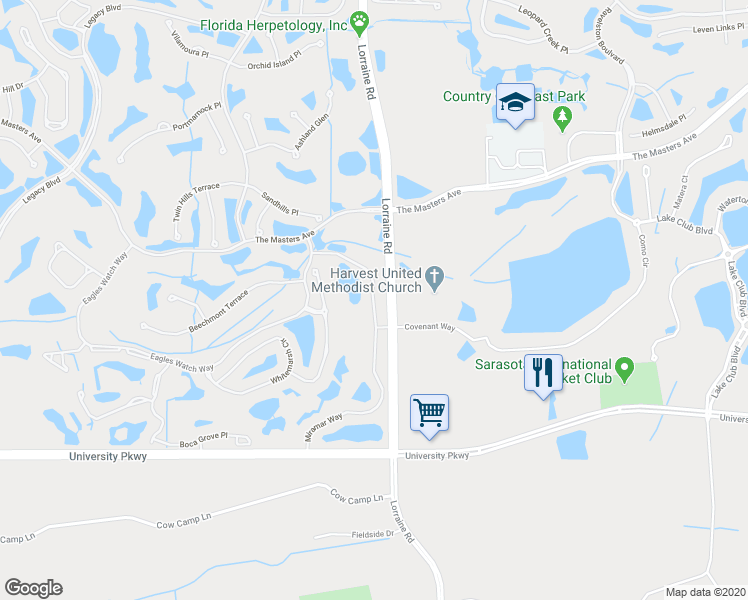 map of restaurants, bars, coffee shops, grocery stores, and more near 8252 Miramar Way in Bradenton