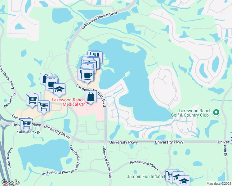 map of restaurants, bars, coffee shops, grocery stores, and more near 6516 Moorings Point Circle in Bradenton