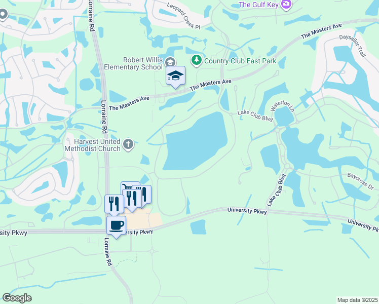 map of restaurants, bars, coffee shops, grocery stores, and more near 14700 The Masters Avenue in Lakewood Ranch