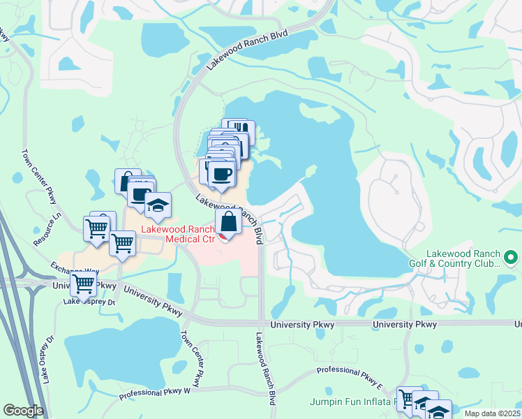 map of restaurants, bars, coffee shops, grocery stores, and more near 101 Moorings Point Circle in Bradenton