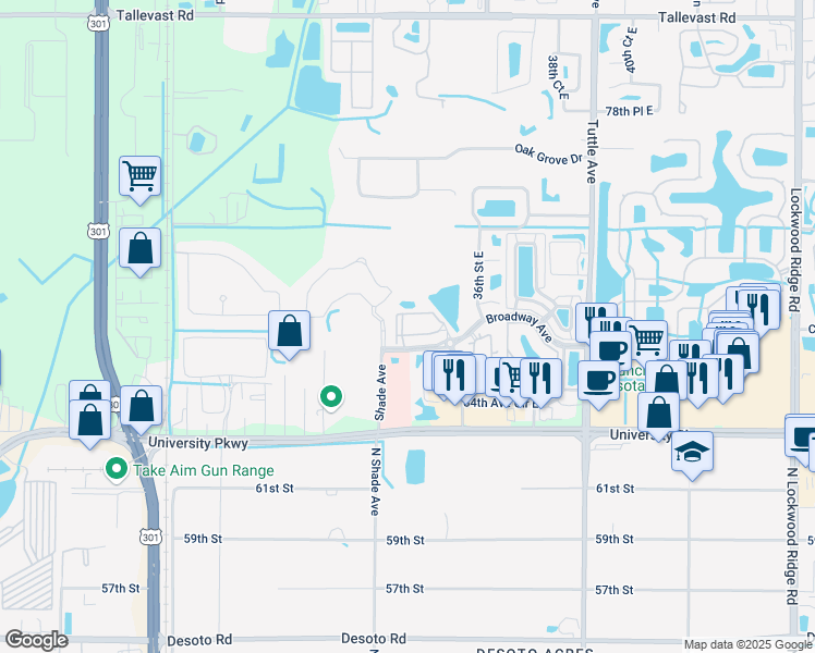 map of restaurants, bars, coffee shops, grocery stores, and more near 8340 Bella Grove Circle in Sarasota