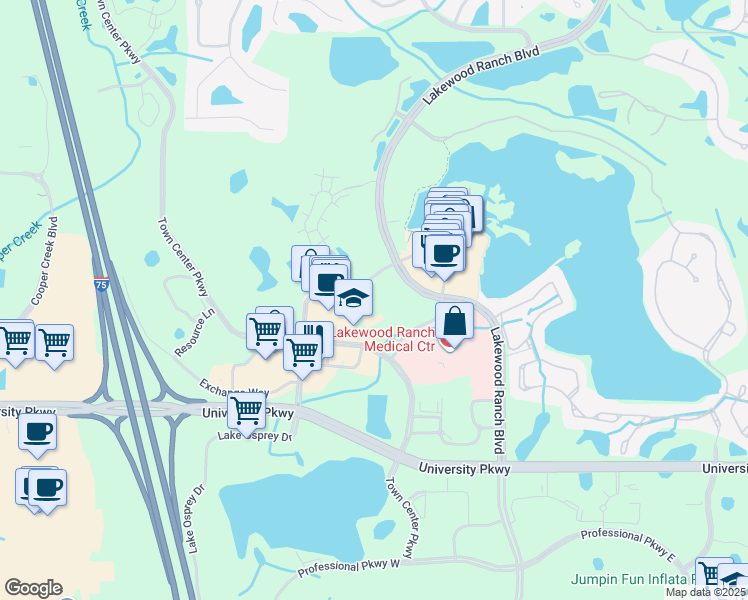 map of restaurants, bars, coffee shops, grocery stores, and more near 8220 Lakewood Ranch Boulevard in Lakewood Ranch