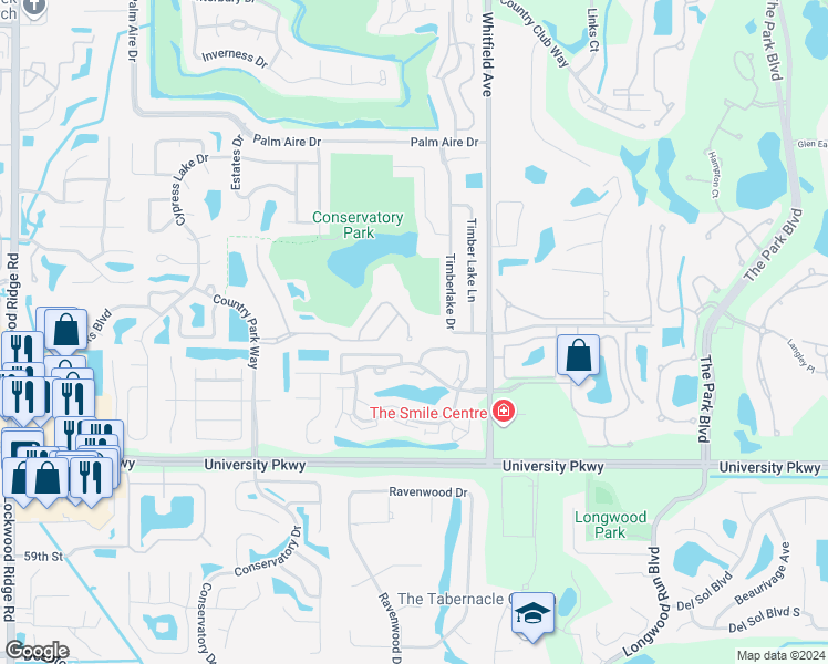 map of restaurants, bars, coffee shops, grocery stores, and more near 8122 Villa Grande Court in Sarasota