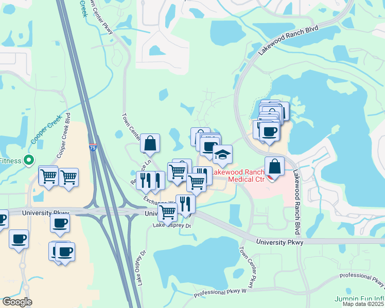 map of restaurants, bars, coffee shops, grocery stores, and more near 8235 Natures Way in Bradenton