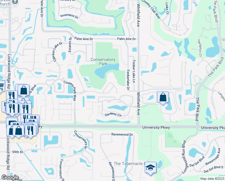 map of restaurants, bars, coffee shops, grocery stores, and more near 5524 Napa Drive in Sarasota