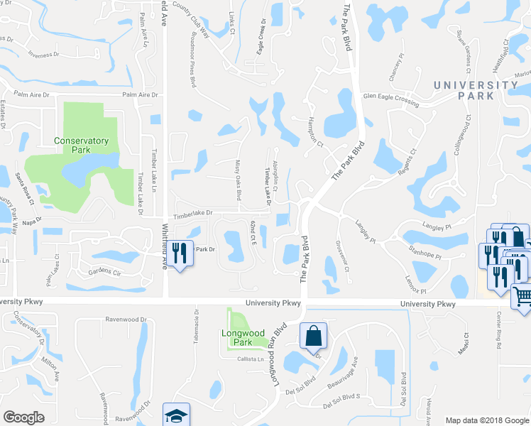 map of restaurants, bars, coffee shops, grocery stores, and more near 6222 Timberlake Drive in Sarasota